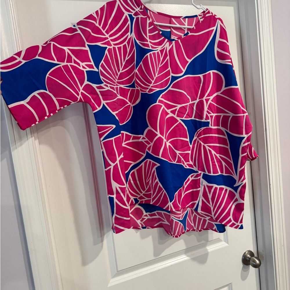 Pink and Blue Floral top